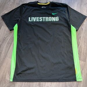 Nike LIVESTRONG Men's Black and Green Short Sleeve Tee